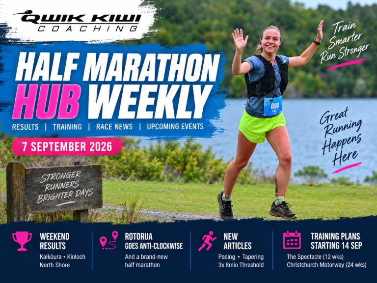 Half Marathon Hub Weekly 7 September 2026 featuring a runner at the Kinloch Off Road Challenge