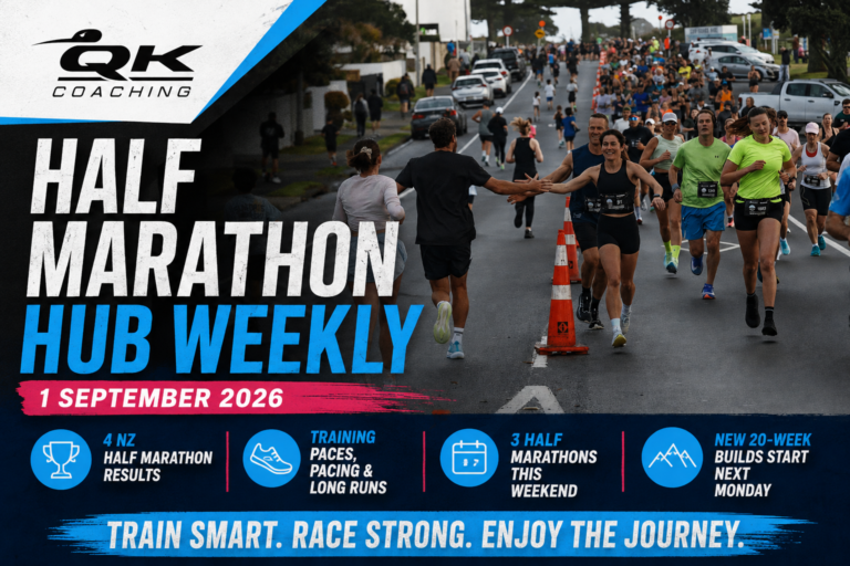 Half Marathon Hub Weekly 1 September 2026 featuring runners at the Mount Maunganui Half Marathon
