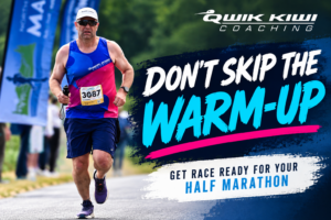 Runner completing a half marathon warm-up before race day