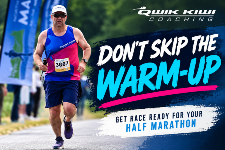 Runner completing a half marathon warm-up before race day