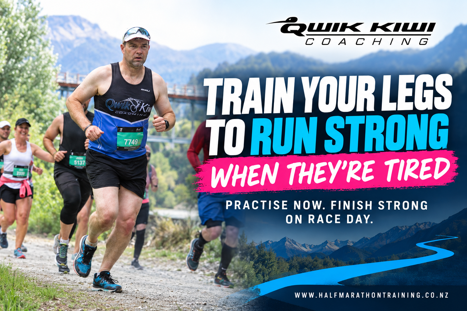Half marathon runner practising running on tired legs during race-specific training